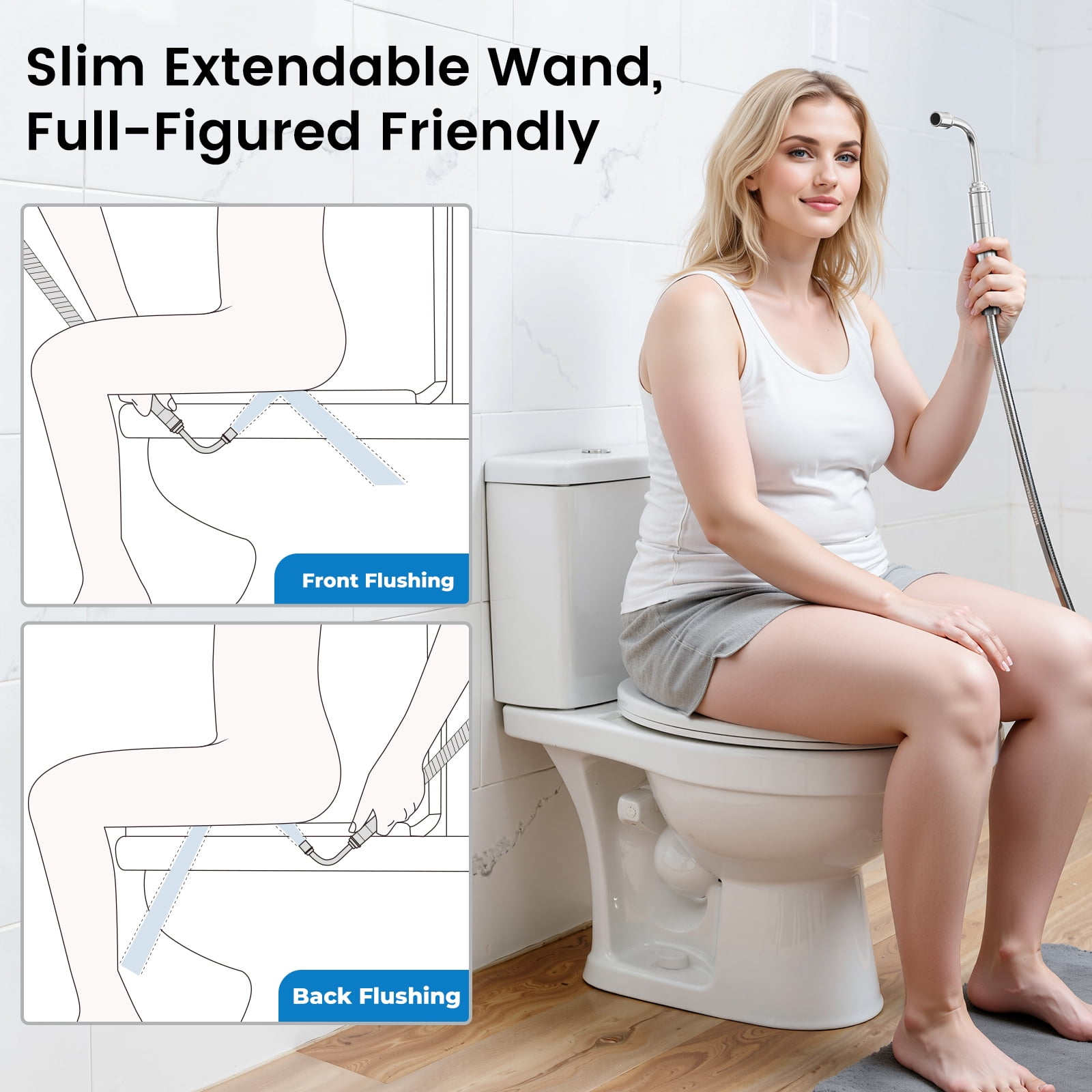 Handheld Toilet Bidet Sprayer for Toilet - Bathroom Diaper Shower, All Brass Handheld Bidet Sprayer with Superior Complete Spray Hoses Kit