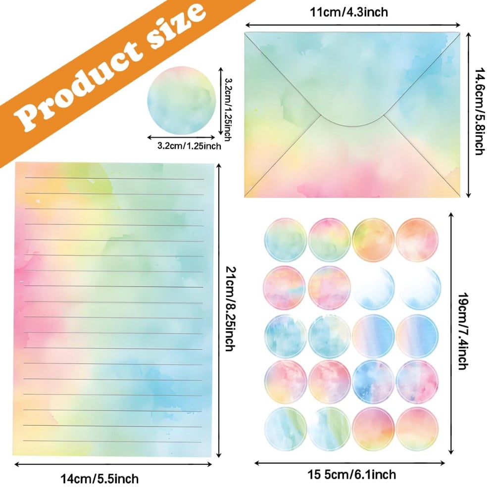 Stationery Letter Paper and Envelopes,160-Piece Watercolor Stationery Set,includes 50 sheets of lined letter paper and 50 envelopes,size 5.5 x 8.25 inches,perfect as a gift for children and girls