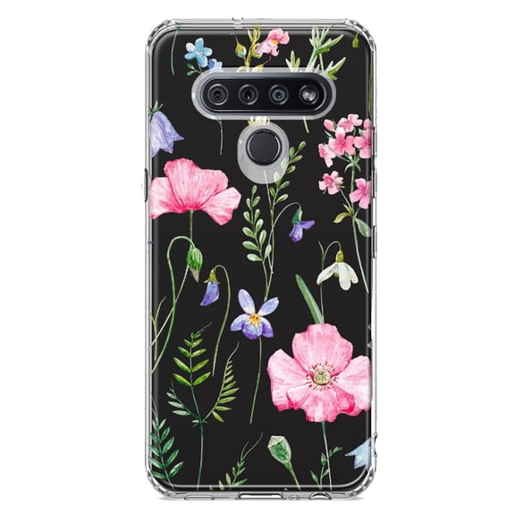 MUNDAZE LG K51 Shockproof Clear Hybrid Protective Phone Case Spring Pastel Wild Flowers Summer Classy Elegant Cover