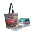 thumbnail image 2 of Canvas Tote Bag Large Canvas Bag 13.5x5.1x15 Inch Shopping Canvas Bag Suitable For Outing Shopping Travel Out Of Large Capacity Storage Red Truck Art, 2 of 9
