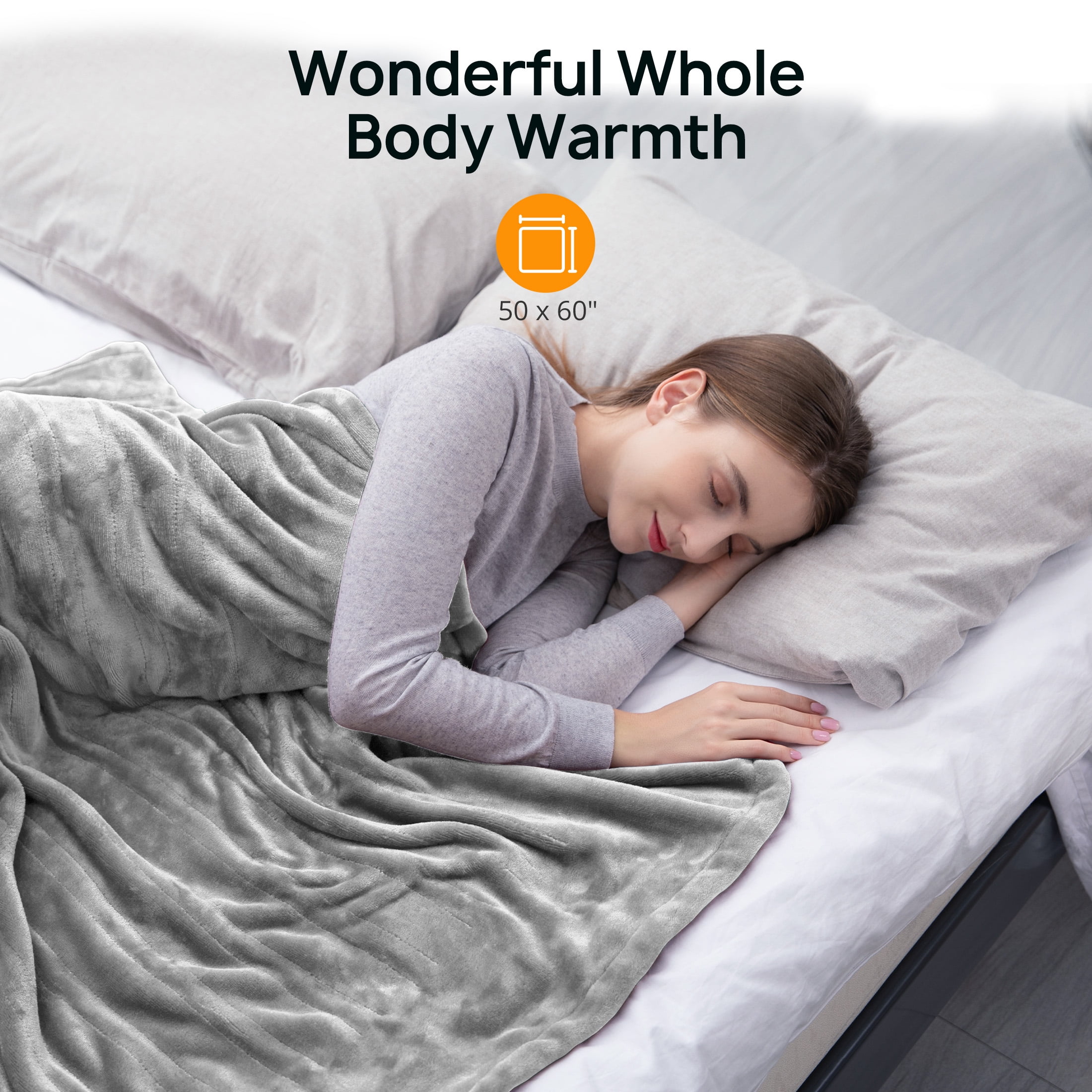 Electric Heated Blanket, Heated Throw Blanket 50" x 60" Soft Flannel Fast Heating Blanket with 10 Heating Levels, 1-12 Hours Timer, Auto-off Protection, Gifts for Women Men