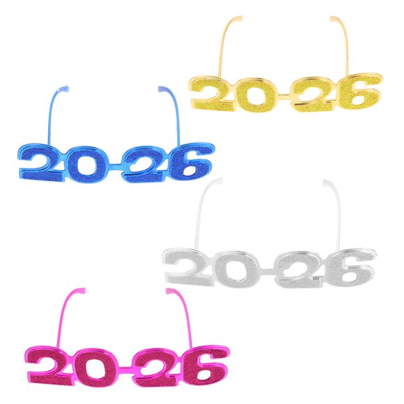 YSNOOWE 4Ud Gafas Fiesta 2026 Accesorios Fiesta Año Nuevo Graduación Multicolor