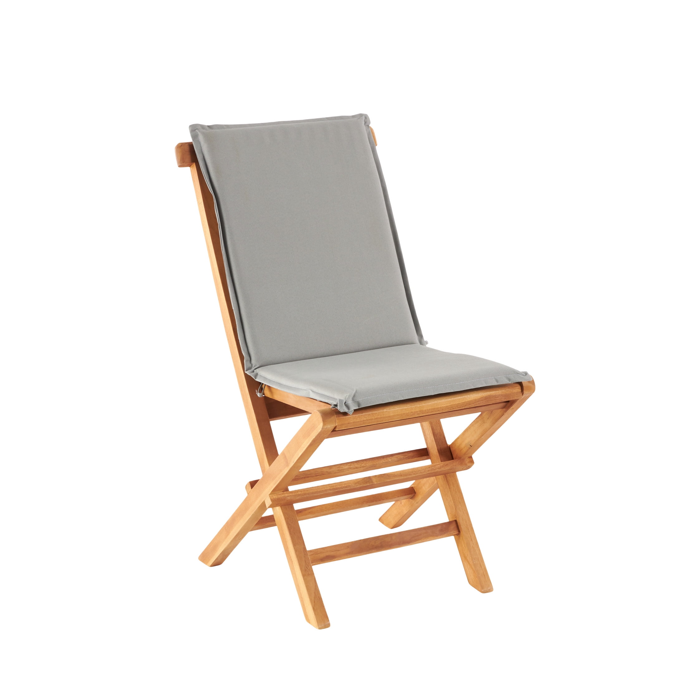 DecMode Folding Outdoor Dining Chair with Cushions - Teak Wood - Set of 2 - Brown