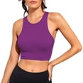 thumbnail image 4 of Camisetas sin mangas para mujer Camisetas básicas de entrenamiento con cuello redondo sin costuras acanaladas, 4 of 5