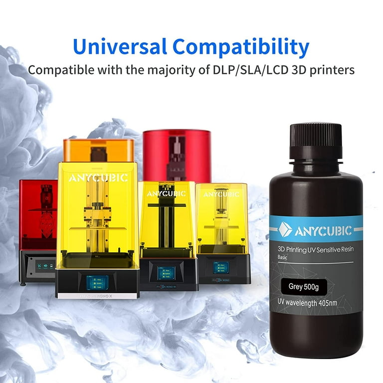 ANYCUBIC SLA UV-Curing Resin, 3D Printer Resin,High & Rapid Photopolymer for 3D Grey 500g) - Walmart.com