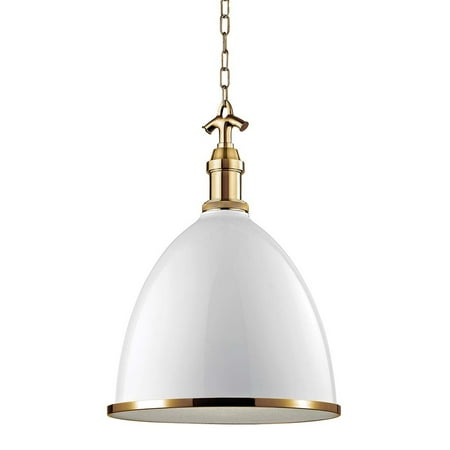 

One Light Large Pendant 16.75 inches Wide By 23 inches High-Aged Brass Finish-White Shade Color Bailey Street Home 116-Bel-3365995