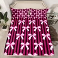 thumbnail image 2 of jejeloiu Cute Bowtie Bow Twin Sheet Sets,Pink Black Stripe Bedding For Girls Kids 3 Pieces, 2 of 7