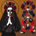 thumbnail image 4 of Skull Flower Hairband Skull Horror Floral Hairbands For Halloween Parties Role-playing Events, 4 of 5