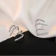 thumbnail image 4 of Sterling Silver Cubic Zirconia Half Hoop Stud Earrings Looks Like 4 Gold Hoop Earrings for Women, 4 of 4