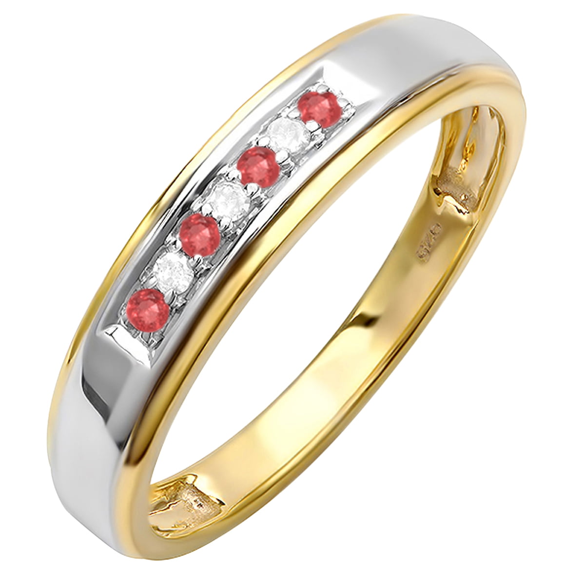Dazzlingrock Collection 0.10 Carat 18K Yellow Gold Plated Sterling Silver 3 Stone Round Diamond Mens Band 1//10 CT ctw