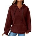 thumbnail image 2 of Xcmzpl Womens Hoodies Loose Fit Solid Color Hooded Sweatshirt Trendy Sweater Tops Cotton Long Sleeve Blouses Winter Fashion, 2 of 9