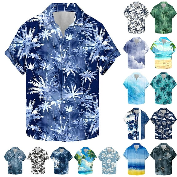 ZCFZJW Mens Hawaiian Tropical Shirts Regular Fit Casual Summer Short Sleeve Button Down Graphic T-Shirts Trendy Holiday Vacation Beach Tops Multicolor#06 S