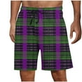 thumbnail image 2 of Handshe Men Casual Fashion Checkered Printing Shorts With Pocket Elastic Waist Short Pants for Beach, Board, Swimming, Pajama and Casual Wear, 2 of 5