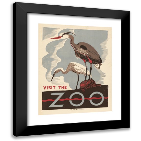 Anonymous 12x14 Black Modern Framed Museum Art Print Titled - Visit the Zoo (1936)