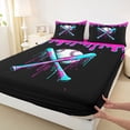 thumbnail image 5 of Erosebridal Neon Baseball Bats Queen Sheet Sets, Sport Bed Set for Boys and Girls, 4pcs, 1 Flat Sheet, 1 Fitted Sheet and 2 Pillowcases, 5 of 6