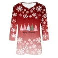 thumbnail image 5 of Black*Friday Discounted Items under $5 GaThRRgYP Women's Long Sleeve Autumn Winter Round Neck Print Top Comfortable,Fashion Women's Comfortable Round-Neck 3/4 Sleeve Print Casual T-shirt Blouse Red S, 5 of 6