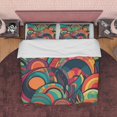 thumbnail image 1 of Housse de Couette Design Abstrait Ensemble de Literie Rétro, Couverture Colorée, Années 70, 1 of 6