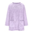 thumbnail image 4 of Bcresic Women's Sherpa Fuzzy Sweatshirts Long Sleeve Fleece Pullover Shirts Fall Winter Crewneck Faux Shearling Jumper Tunics Tops with Pockets Loose Comfy Soft Loungwear Outerwear,Purple,XX-Large, 4 of 6