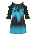 thumbnail image 4 of Fiudx Ropa de Mujer Moda Mujer Verano Manga Corta Sin Tirantes Estampados Tops Camiseta Suelta, 4 of 6
