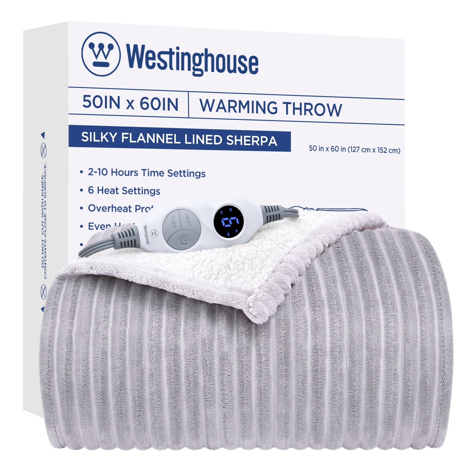 Westinghouse 50x60" Electric Throw Heated Blanket, Soft Flannel