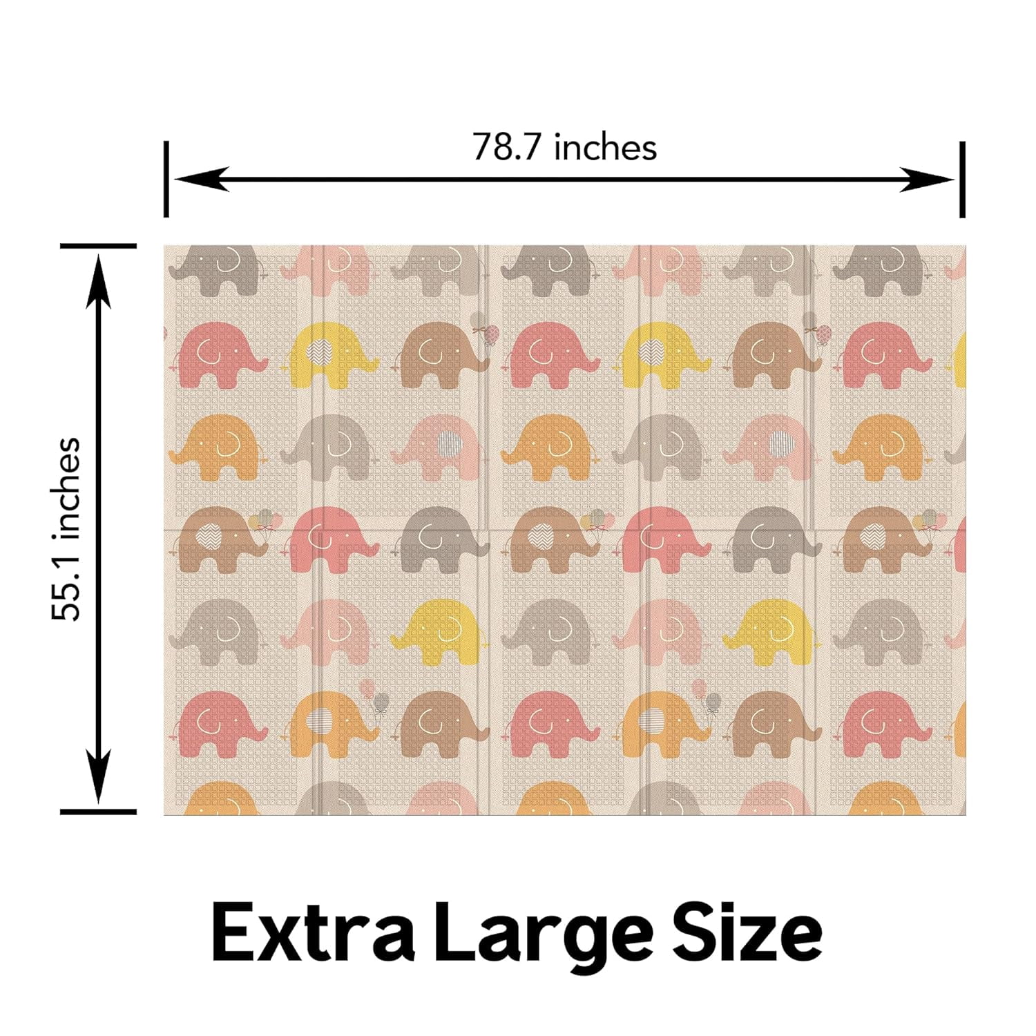 Parklon Baby Play Mat, Foldable & Portable, Large Size (78.7 x 55.1), Indoor, Outdoor, Waterproof, Made in Korea - Little Elephant