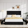 thumbnail image 2 of Allewie Upholstered Queen Size Platform Bed Frame with 4 Storage Drawers and Headboard, Diamond Stitched Button Tufted, Black Brown, 2 of 8