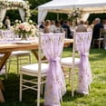 thumbnail image 6 of Dongrere Floral Table Runner Embroidery Tulle Spring Floral Table Runner Transparent Long Table Scarf for Wedding Shower Dining Table Party Mantel Decor, 27.5x71 Inch, Purple, 6 of 6
