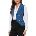 thumbnail image 5 of INSPIRE CHIC Women's Suit Vest Double Breasted Business Lapel Dressy Waistcoat Vest S Blue Gray, 5 of 7
