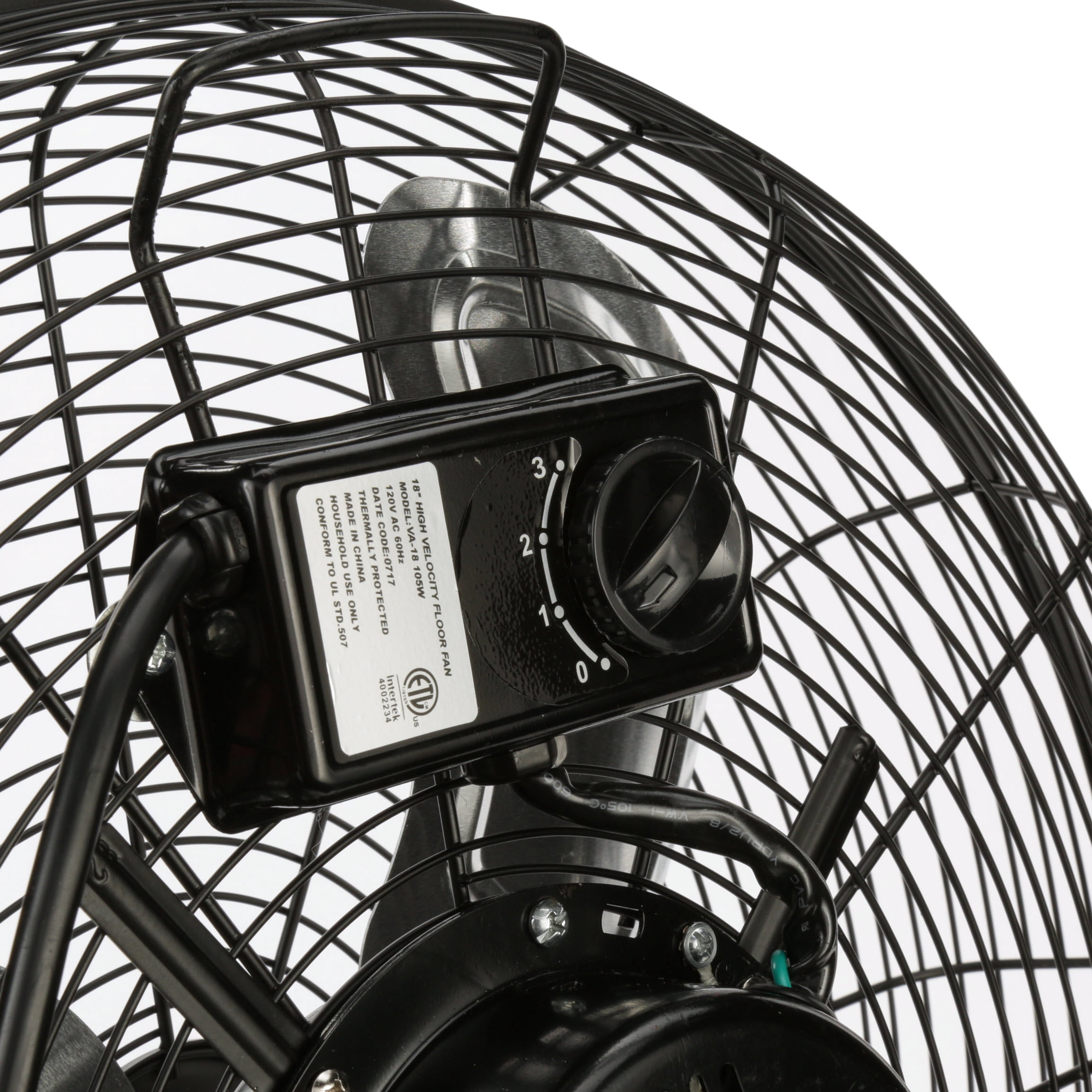 Vie Air 18" High Velocity Floor 3-Speed Fan, Black