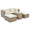 thumbnail image 3 of Canddidliike Outdoor Wicker Chaise Lounge Set 5 Piece Sectional Sofa with Thick Cushions and Side Table, Beige, 3 of 10