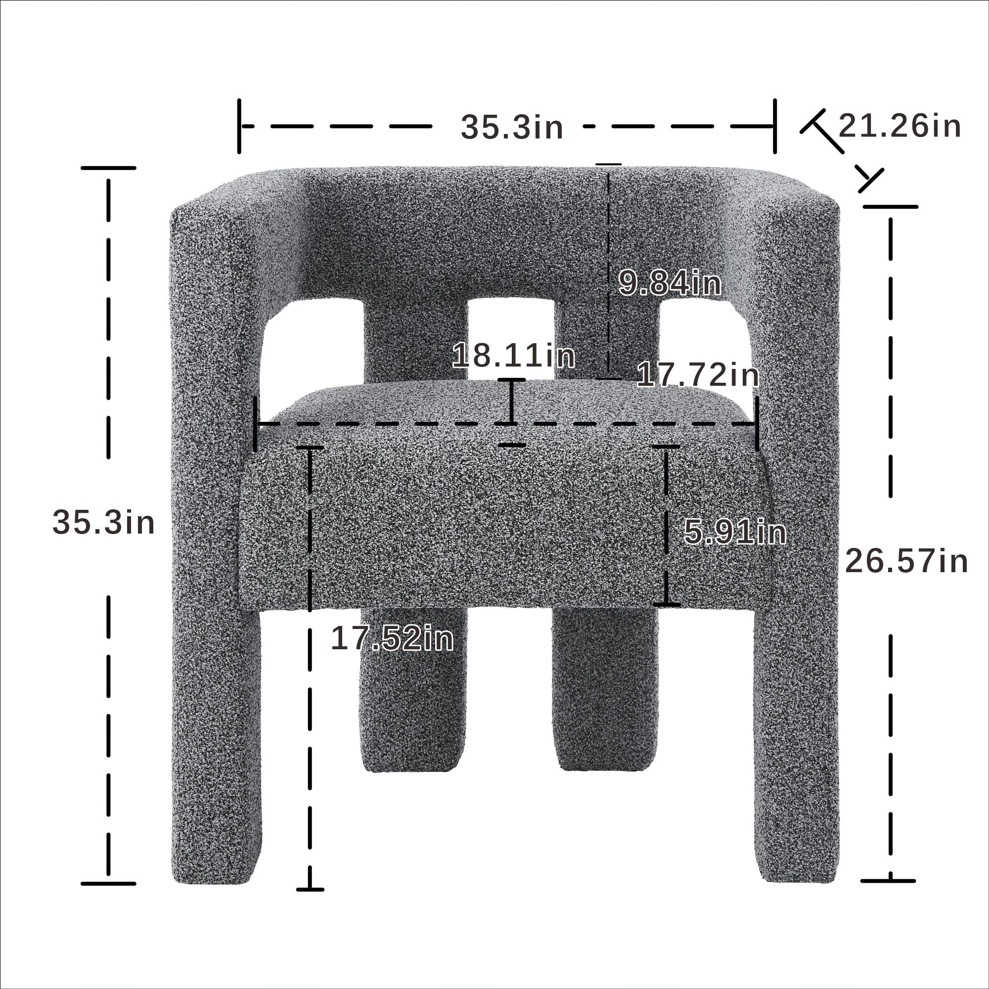 Mid Century Modern Dining Chairs with Arms, Upholstered Accent Chair for Living Room, Gray Dining Chair