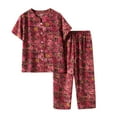 thumbnail image 2 of 2 Piece Outfits for Women Plus Size Cropped Pants Button Cardigan Printing Casual Two Piece Suit Two Piece Summer Sets, 2 of 3