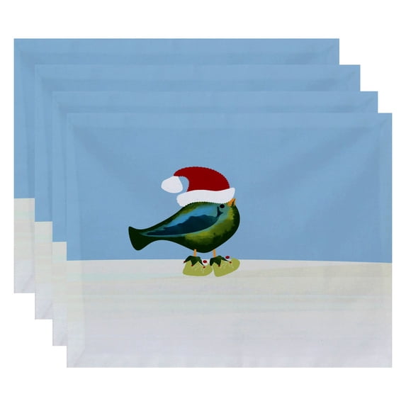 E by Design Jump for Joy Merry Christmas Bird Animal Print Placemat - Set of 4