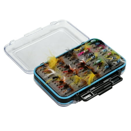 64Pcs Fishing Flies Kit Dry Flies Bass Salmon Trouts Flies Nymph and Streamer Fly Waterproof Fly Box for Trout Fly Fishing (Best Streamer Fly Box)