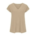 thumbnail image 4 of Wiyuqeen Summer Cap Sleeve Tops for Women Basic Solid Color V Neck Short Sleeve Shirts Trendy Loose Casual Going Out Blouses S-XL, 4 of 6