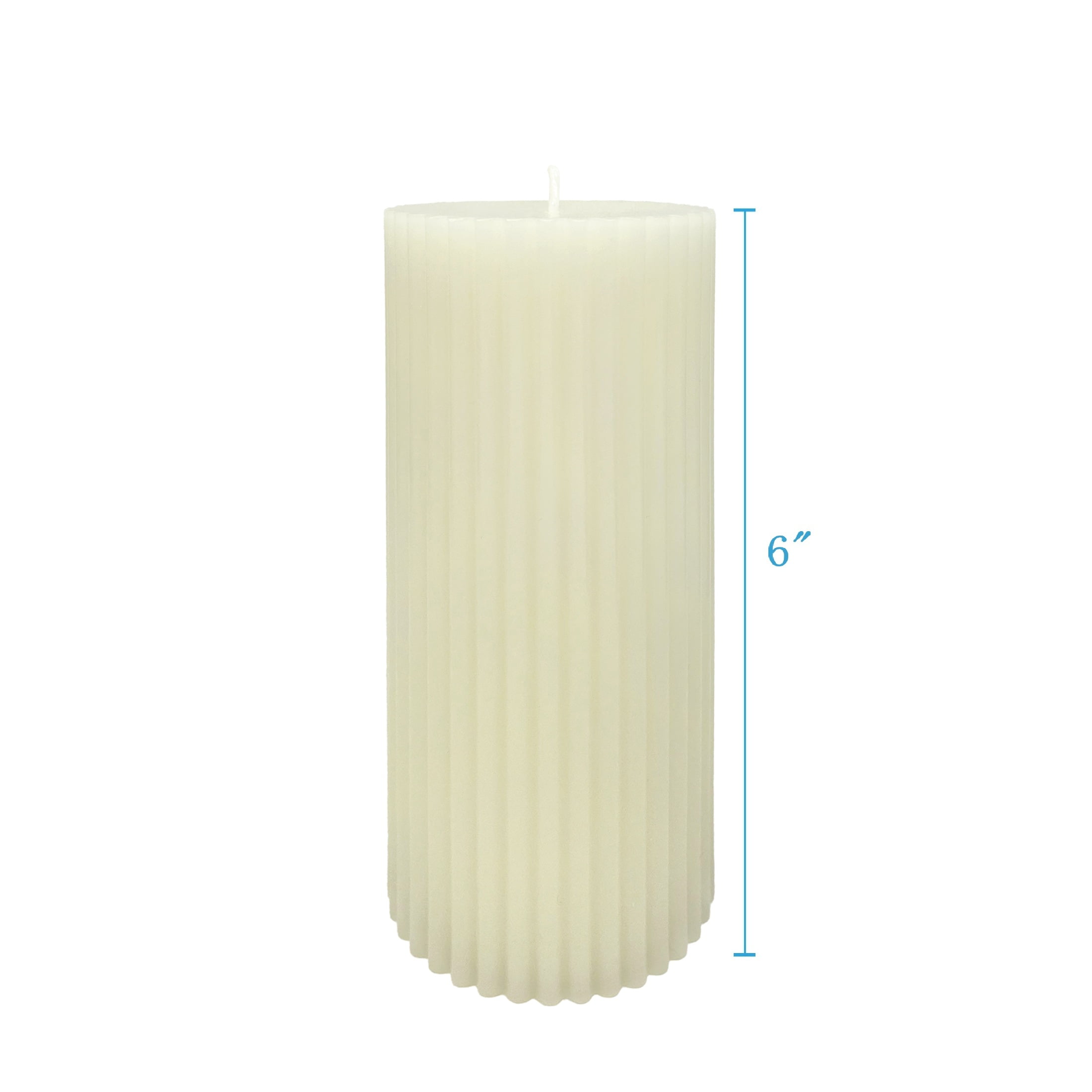 Mainstays Unscented Ribbed Pillar Candle, 3 inches x 6 inches Height, Ivory
