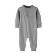 thumbnail image 2 of Mifsaly Baby Cotton Henley Romper Infant Long Sleeve Button Down Jumpsuits Soft Breathable Sleepwear Footless Sleeper, 2 of 9