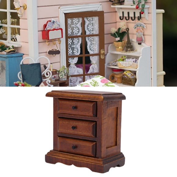 De Stand Night Stand Birch Wood 3 Cajones Mes De La Noche En Miniatura Muebles De Juguete Para Casa De Muñecas
