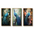 thumbnail image 2 of Designart "Blue Peacock Monochrome" Animals Framed Wall Art Set Of 3 - Teal Peacock Frame Canvas Set For Living Room Decor, 2 of 7
