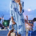 thumbnail image 1 of Vestido De Mujer Vestido Elegante Estampado Cuello Redondo Vestidos Sueltos Moda para Boda (Azul XXL) Cgtredaw para Mujer Azul T M, 1 of 8