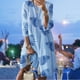 thumbnail image 1 of Vestido De Mujer Vestido elegante estampado Cuello redondo Vestidos sueltos Moda para boda (Azul XXXL) Cgtredaw para Mujer Azul T L, 1 of 8