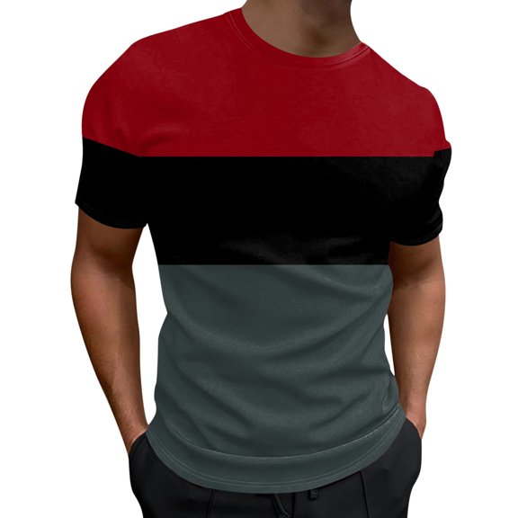 Sngxgn Summer T-Shirt Loose Print Loose Men's Casual Short-Sleeved Tops(Black,XXL)