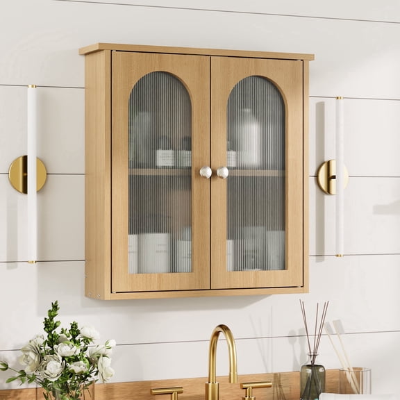 Hironpal Bathroom Medicine Cabinet,22" x 23" Wall Cabinet with Storage,Over Toilet,Space-Saving,Natural