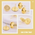 thumbnail image 4 of 30 Sets Stud Earring Setting Post Cup Bezel Tray Earring Blanks Earring Posts with Earring Backs, 4 of 9