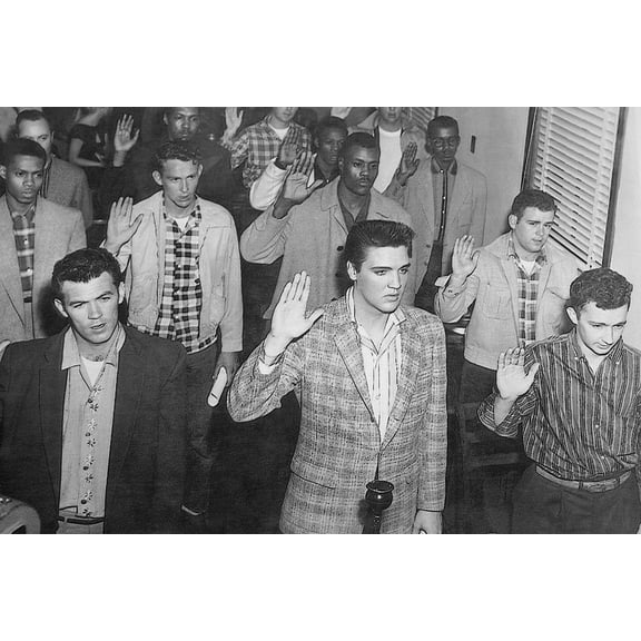 Elvis Presley at Army Induction Ceremony 1958 - 12x18 Inch Laminated Poster - Stunning Detail and Bold Colors