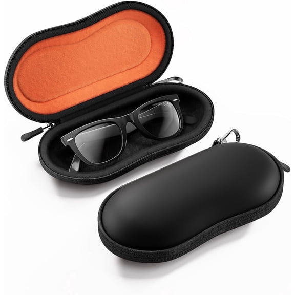 Procase Hard EVA Shockproof Waterproof Eyeglass Case with String Bag, Cleaning Cloth, Screwdriver -Black