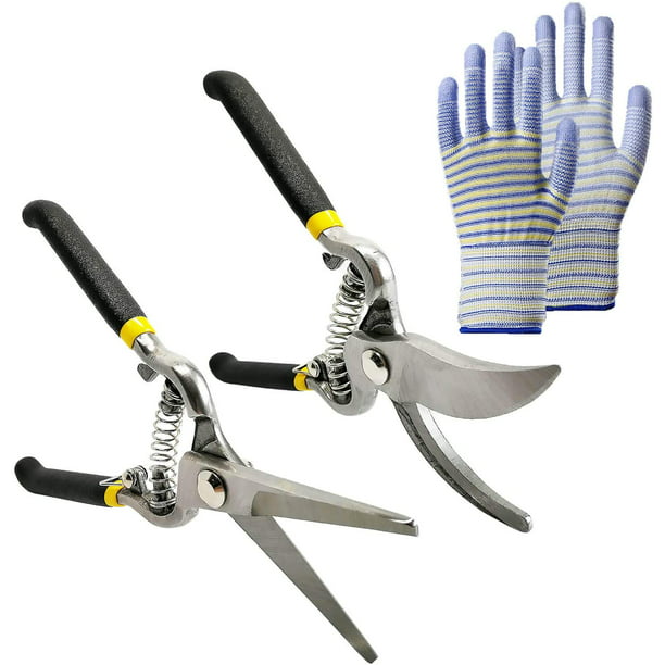 Bugui Garden Shears Set Bypass Pruning Straight Blade Scissors Gloves Professional Tools 8 Black Com - Professional Garden Tools
