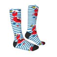 thumbnail image 3 of Balery Red Funny Crab On Blue Stripe Fun Novelty Socks Men'S Women'S Crew Socks Funny Crazy Novelty Socks Quirky And Cool Socks, 3 of 9