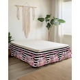 thumbnail image 2 of White Black Striped Bed Skirt California King Size 18 Inch Drop, Hello Pink Rose Love Book Cake Adjustable Elastic Dust Ruffles Bedskirt Wrap Around Pleated Mattress Frame Cover, 2 of 9