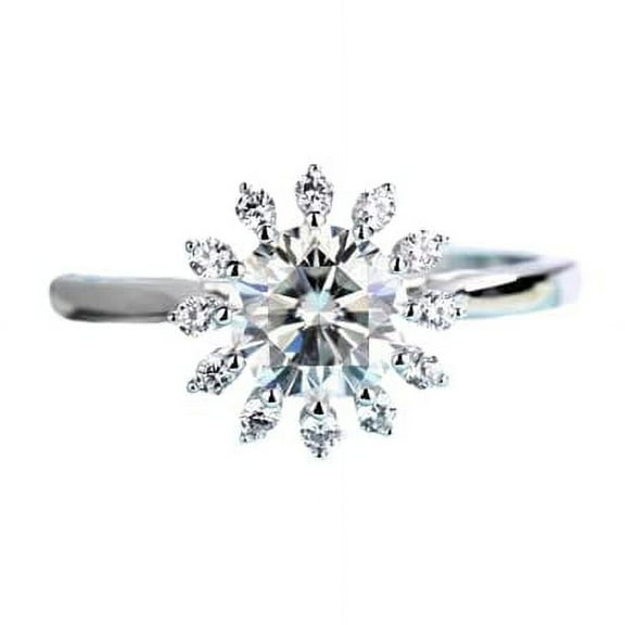HeartsAndYou 2ct Round Brilliant Cut Moissanite Engagement Ring for Women 18k White Gold over Silver Halo Cluster